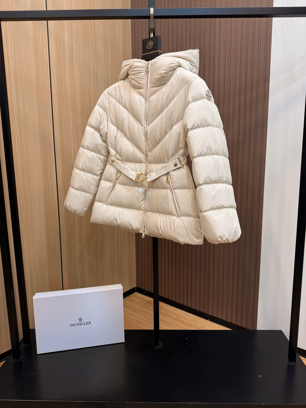 Women’s Short Down Jacket with Belted Waist