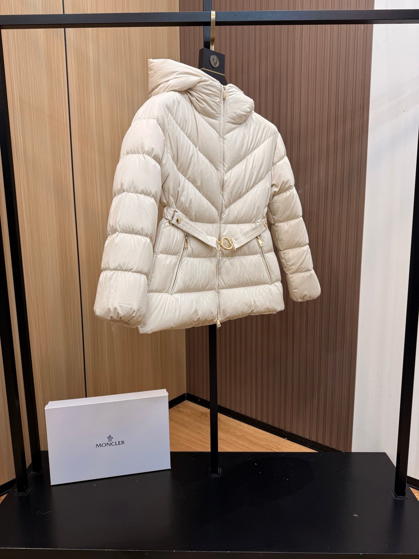 Women’s Short Down Jacket with Belted Waist