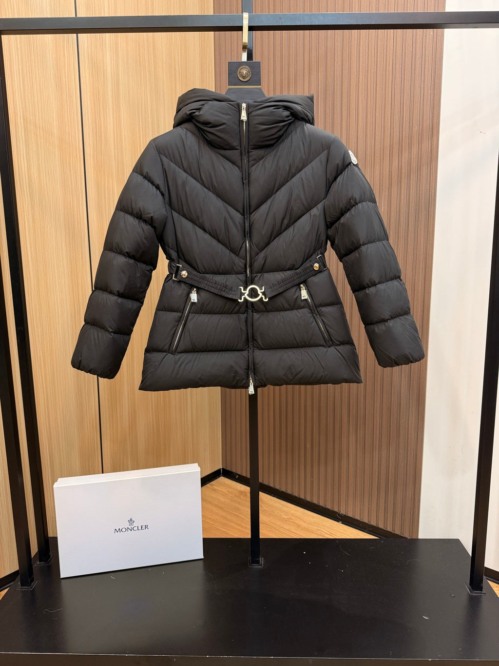 Women’s Short Down Jacket with Belted Waist