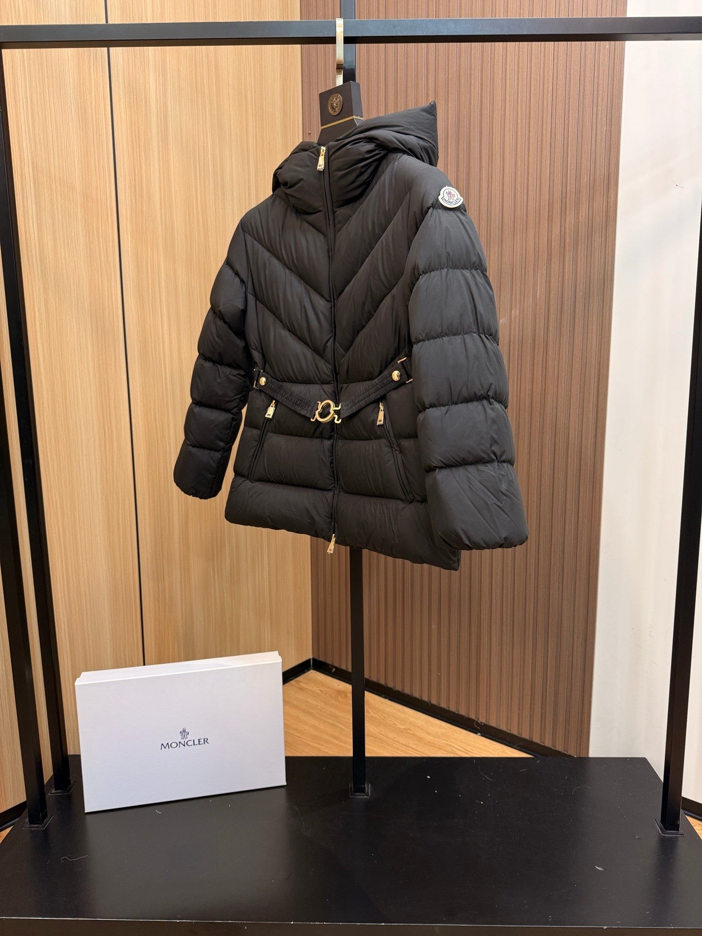 Women’s Short Down Jacket with Belted Waist
