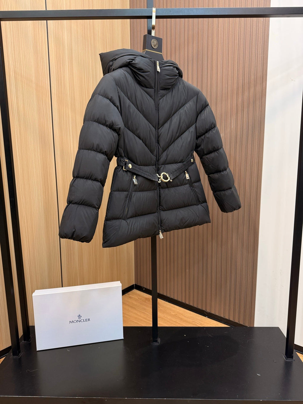 Women’s Short Down Jacket with Belted Waist