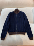 Wool and cotton zipper cardigan