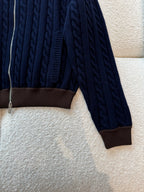 Wool and cotton zipper cardigan