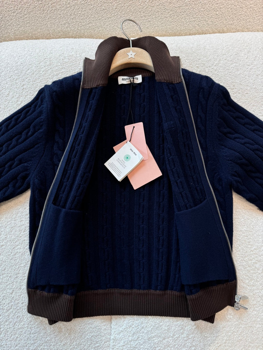 Wool and cotton zipper cardigan