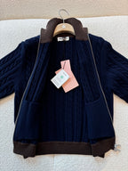 Wool and cotton zipper cardigan