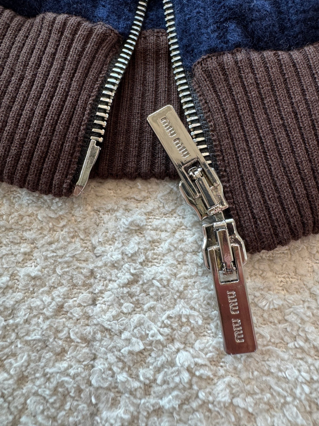 Wool and cotton zipper cardigan
