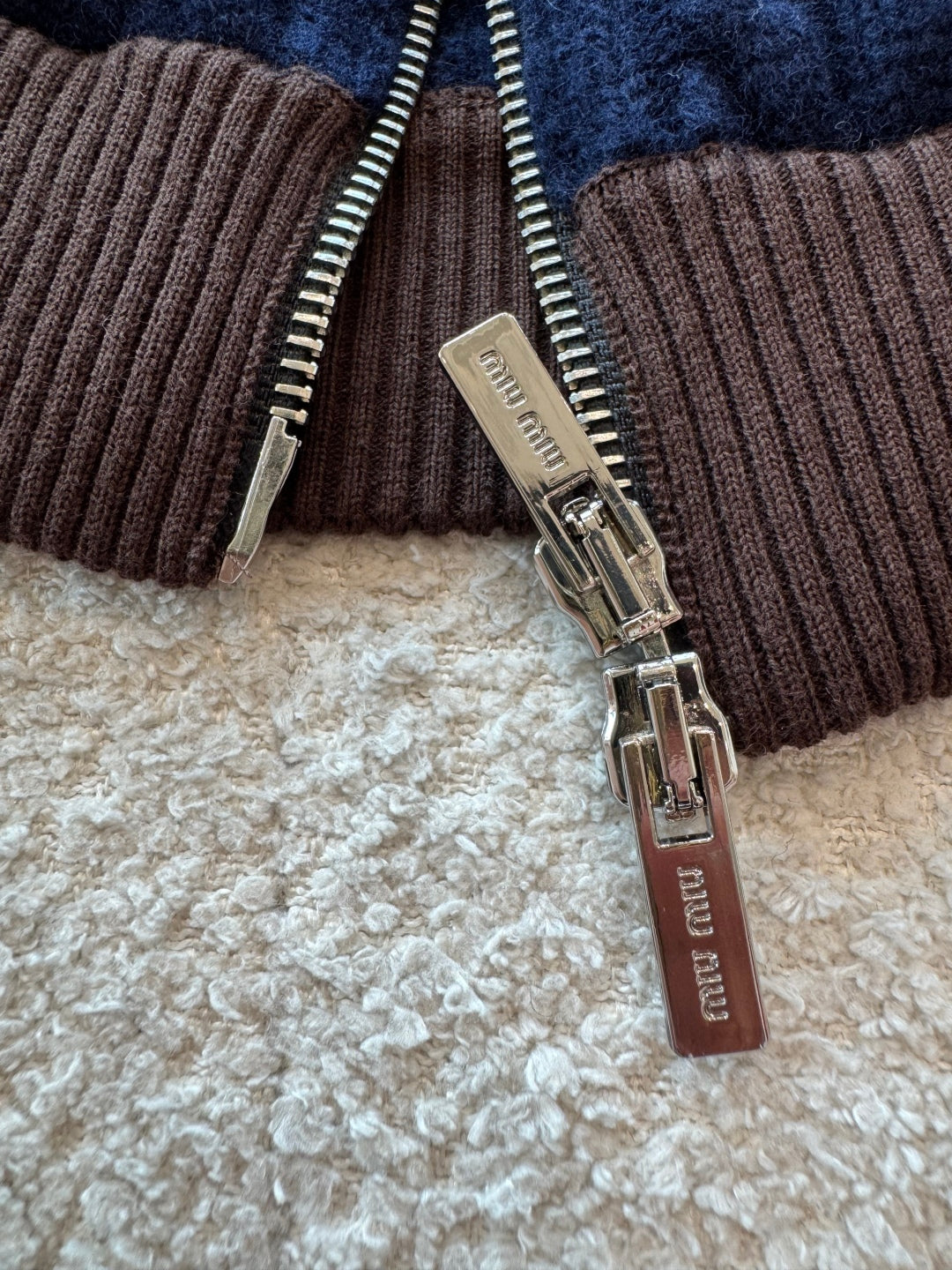 Wool and cotton zipper cardigan