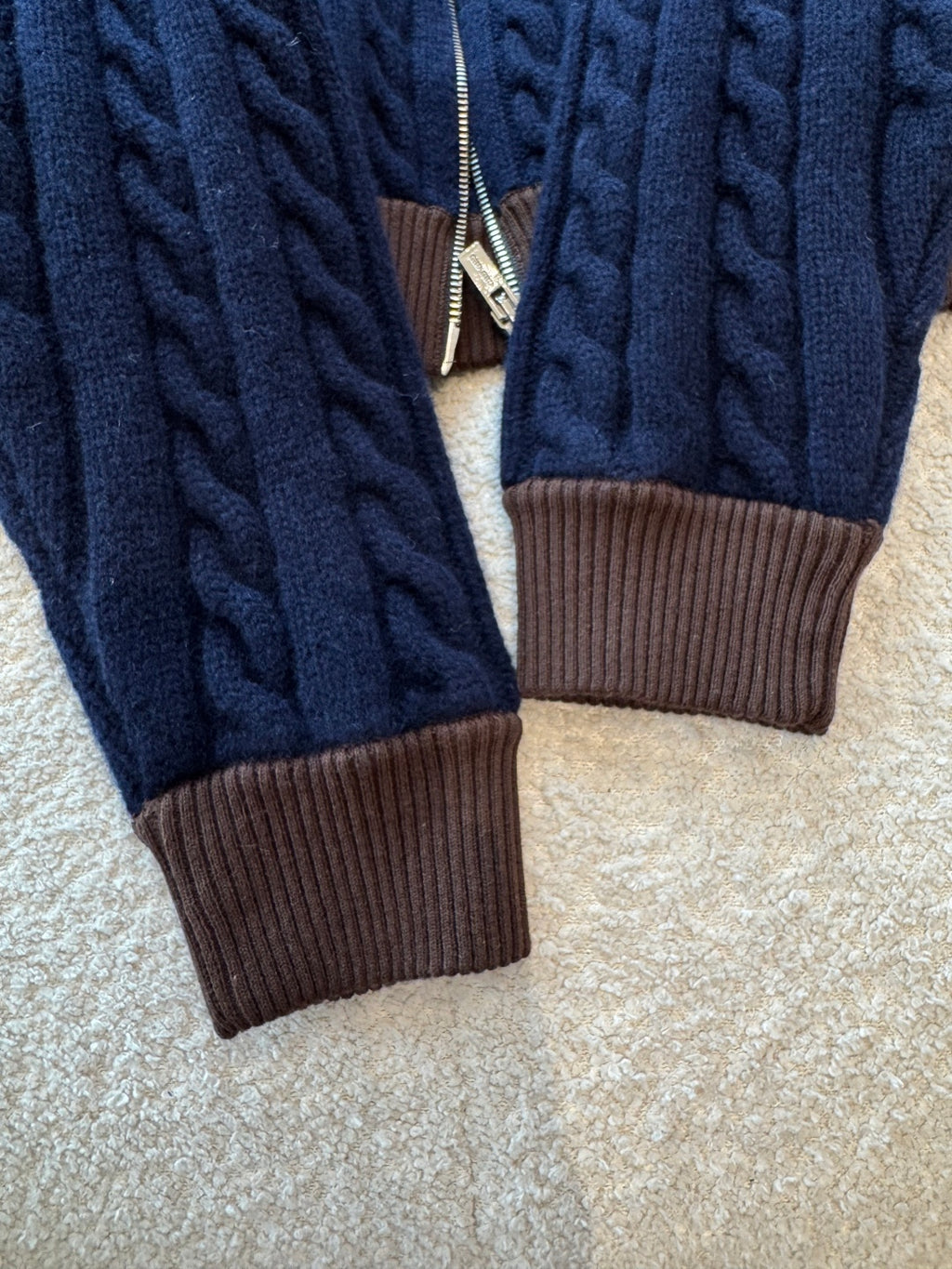 Wool and cotton zipper cardigan