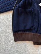 Wool and cotton zipper cardigan