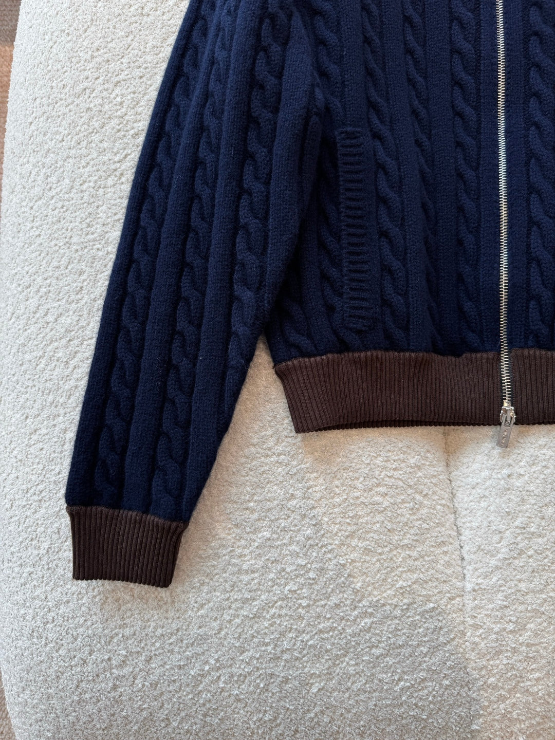 Wool and cotton zipper cardigan