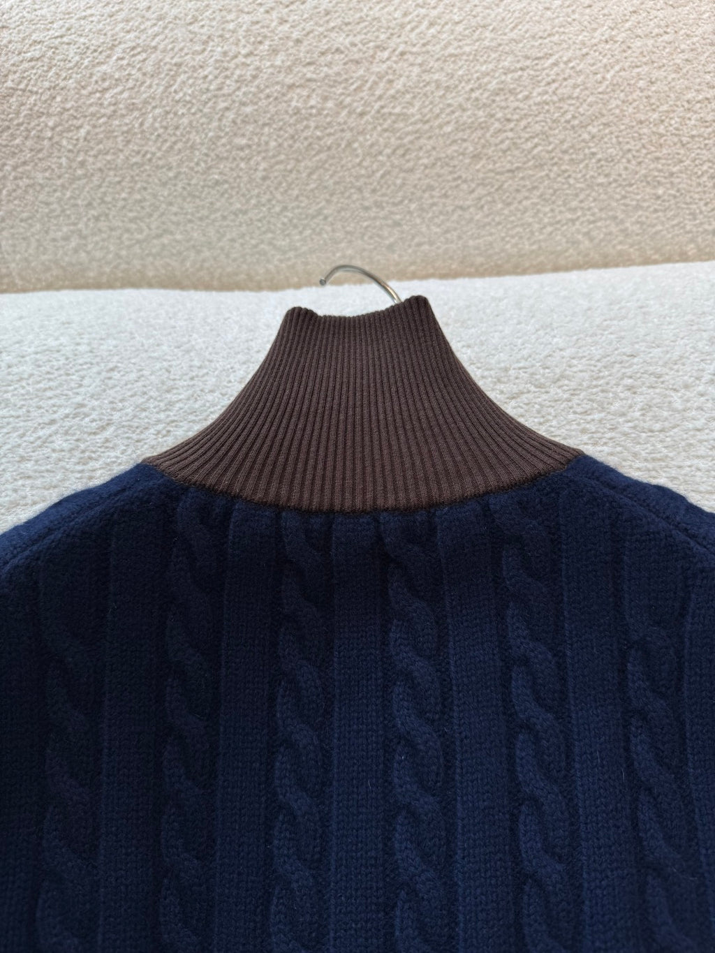 Wool and cotton zipper cardigan