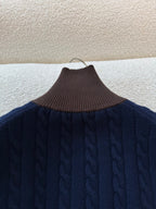 Wool and cotton zipper cardigan