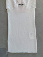 M M Lace-Trim Ribbed Knit Top – White