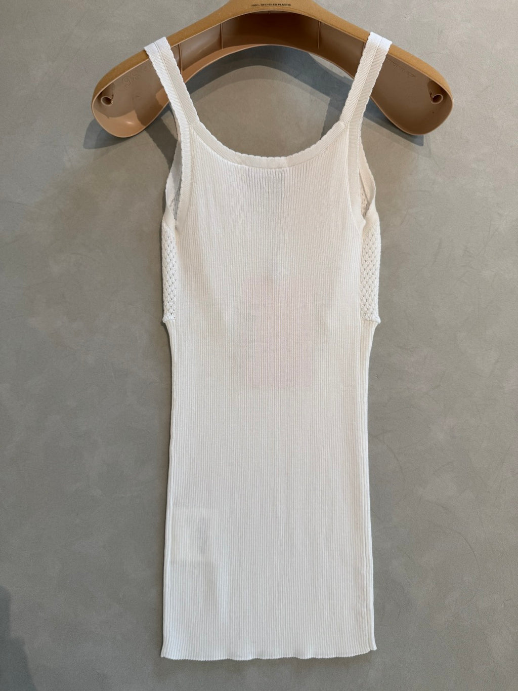 M M Lace-Trim Ribbed Knit Top – White