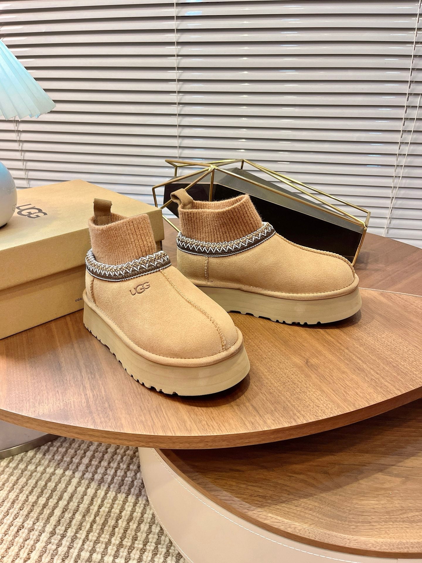 U*G 2025 Ethnic Style Wool Sock Snow Boots