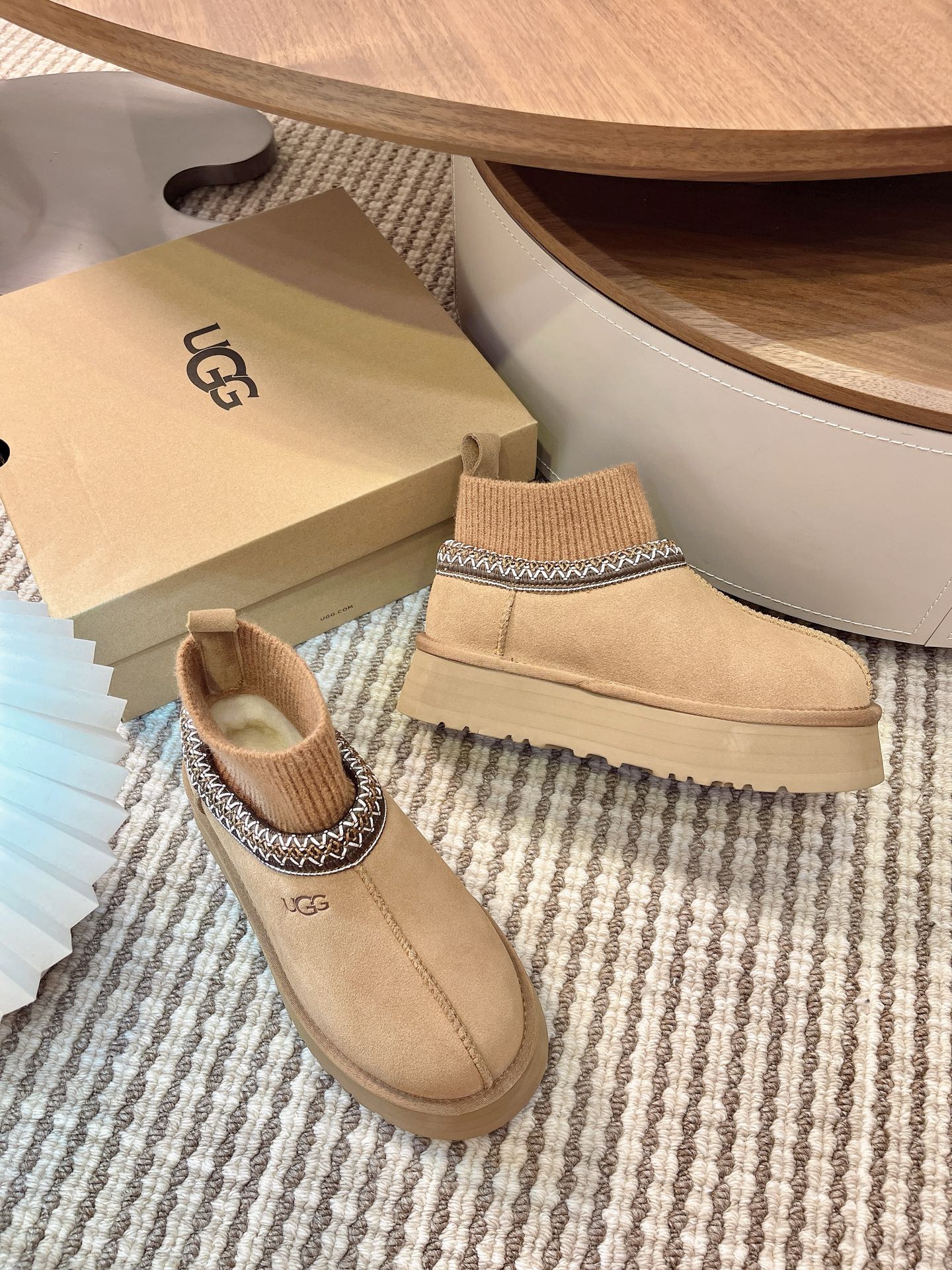 U*G 2025 Ethnic Style Wool Sock Snow Boots