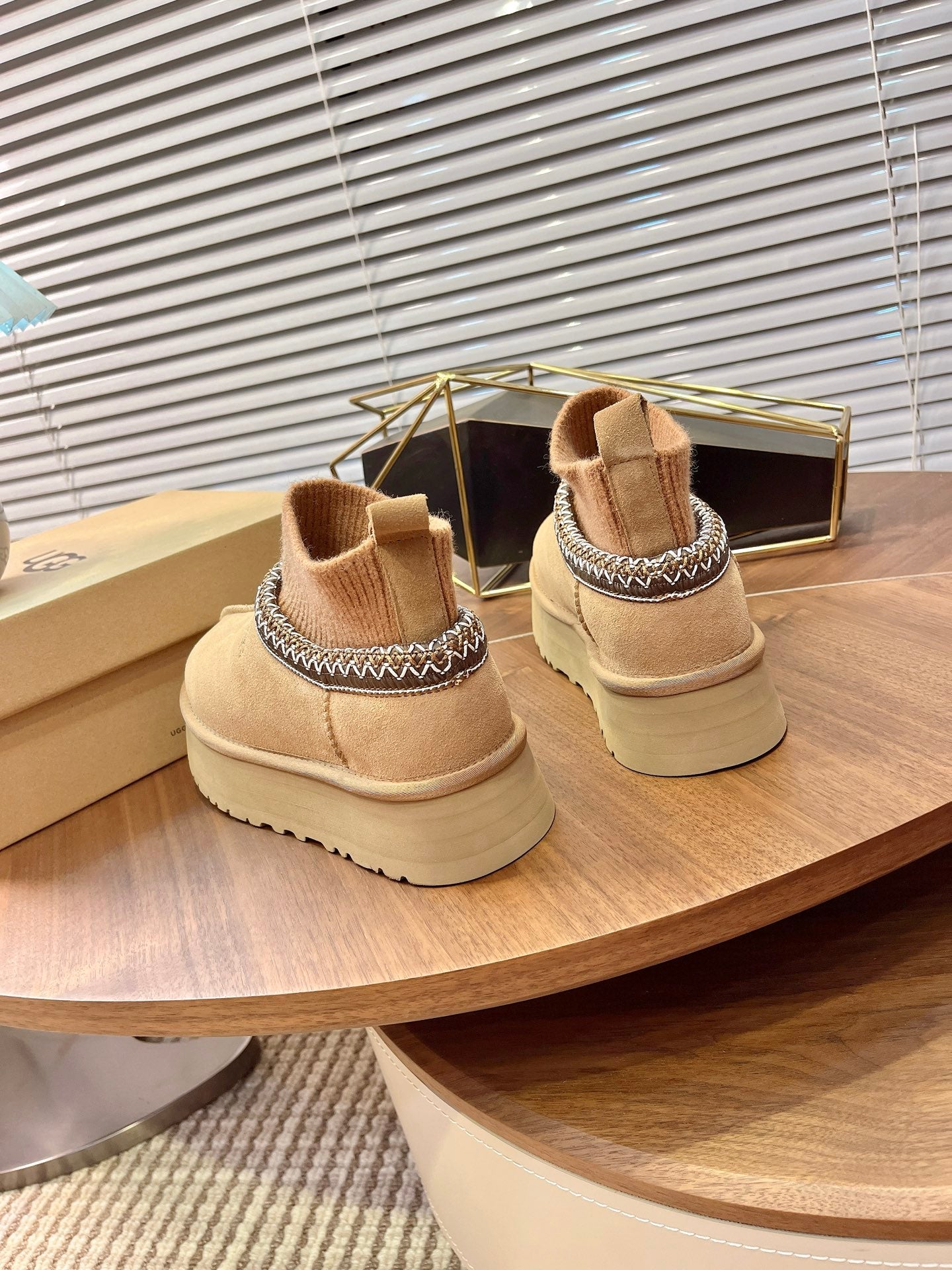 U*G 2025 Ethnic Style Wool Sock Snow Boots