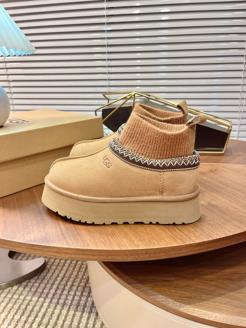 U*G 2025 Ethnic Style Wool Sock Snow Boots