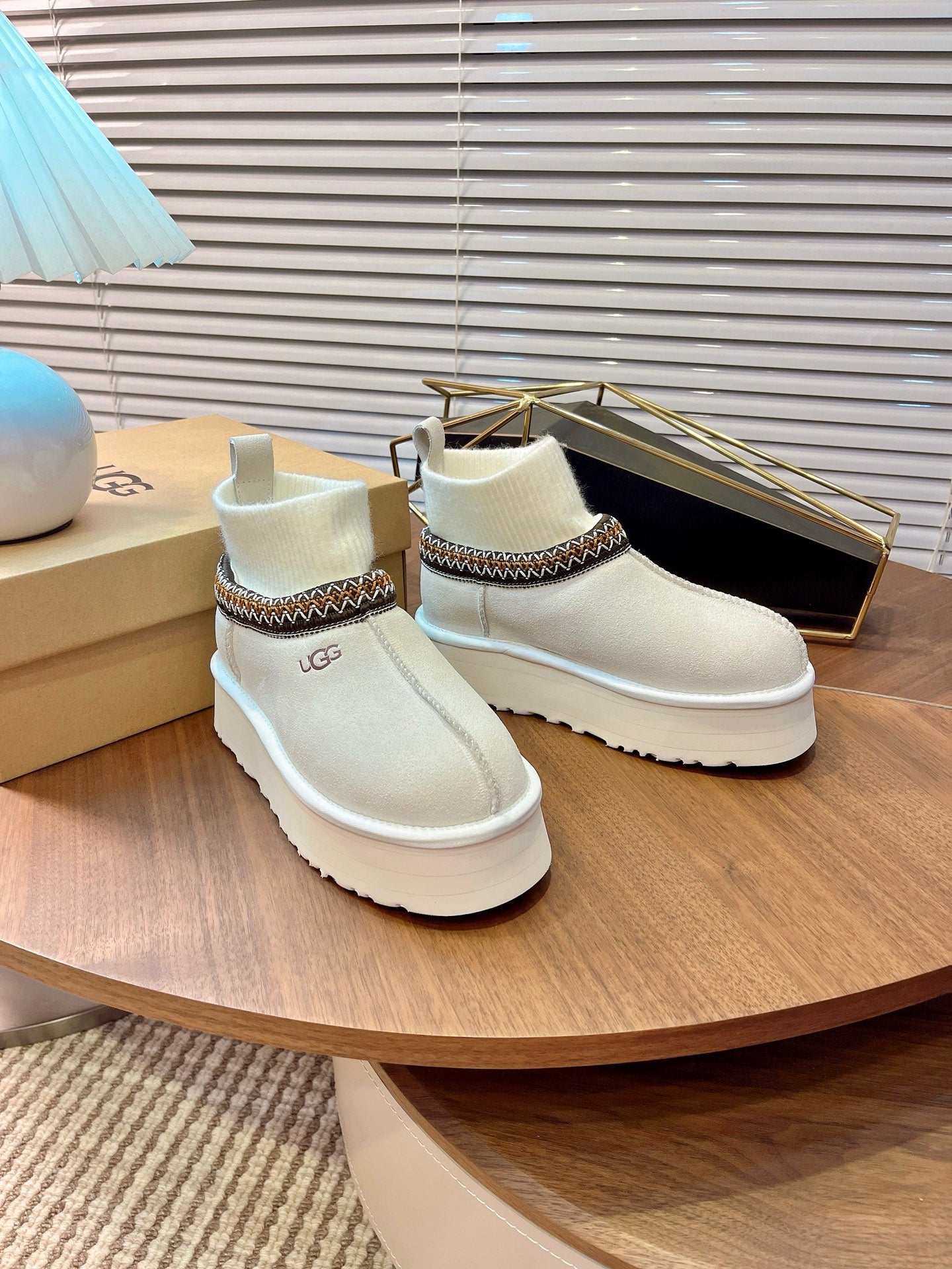 U*G 2025 Ethnic Style Wool Sock Snow Boots