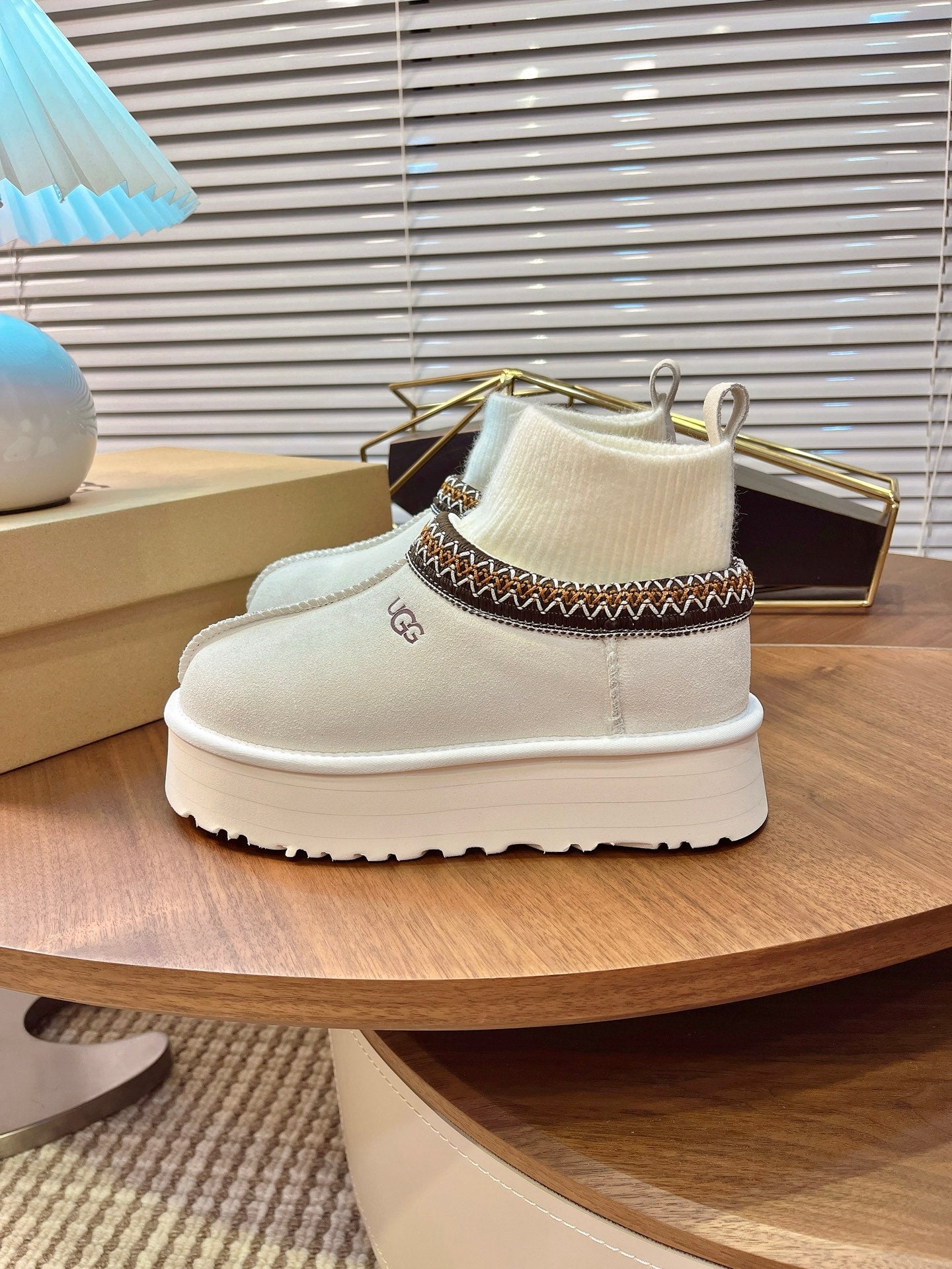 U*G 2025 Ethnic Style Wool Sock Snow Boots