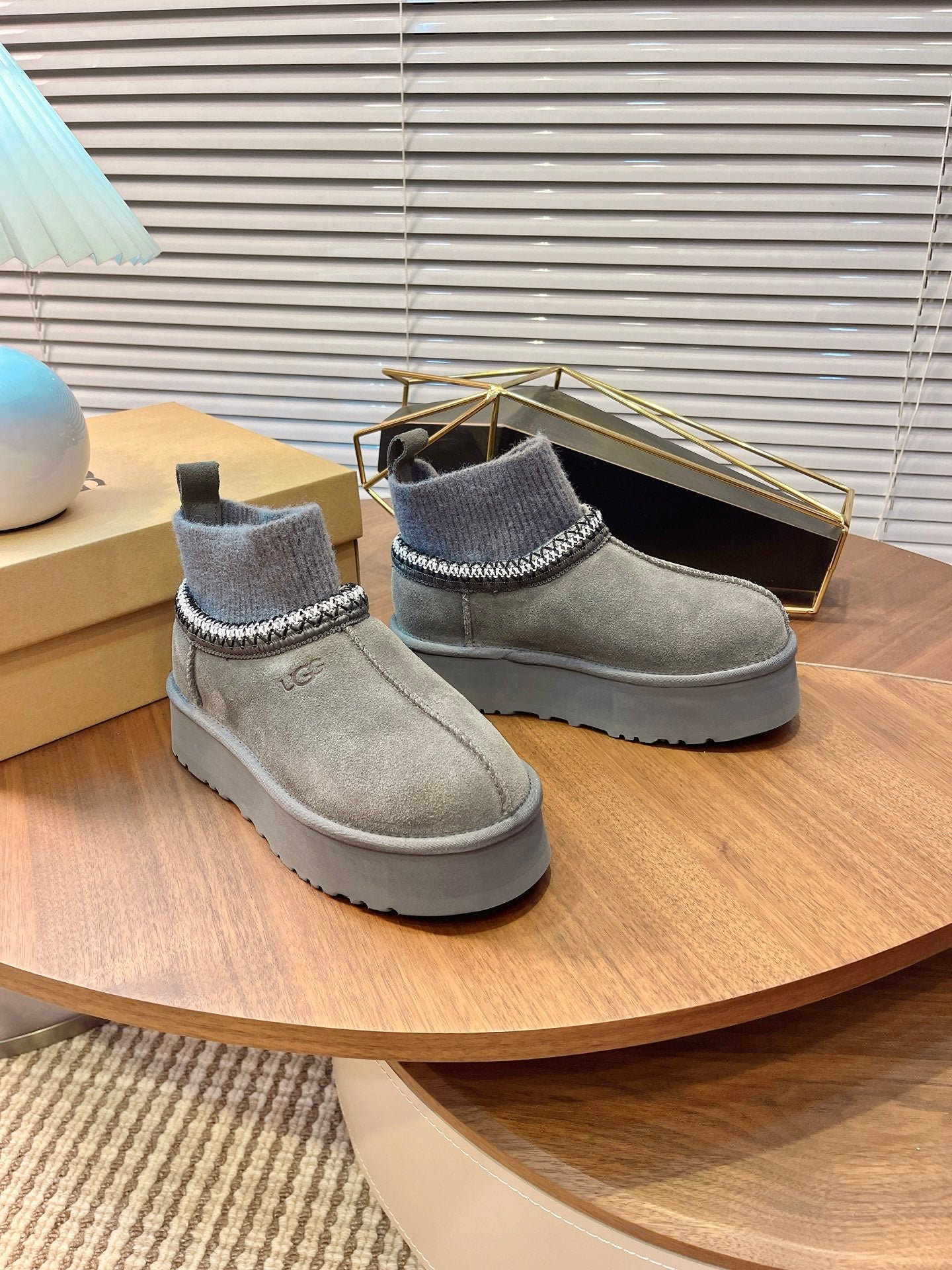 U*G 2025 Ethnic Style Wool Sock Snow Boots