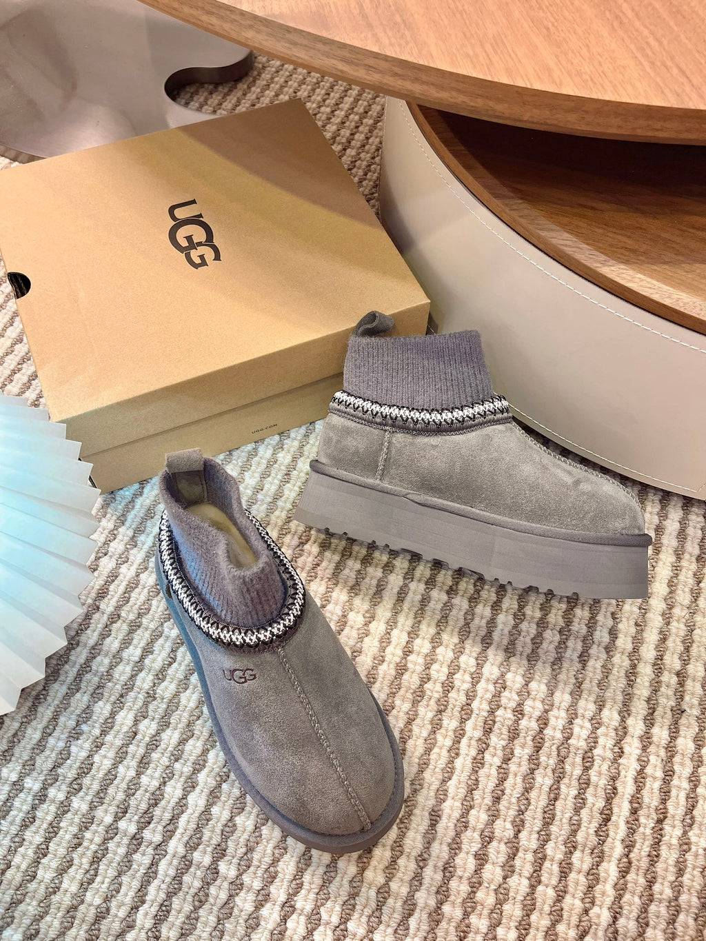 U*G 2025 Ethnic Style Wool Sock Snow Boots