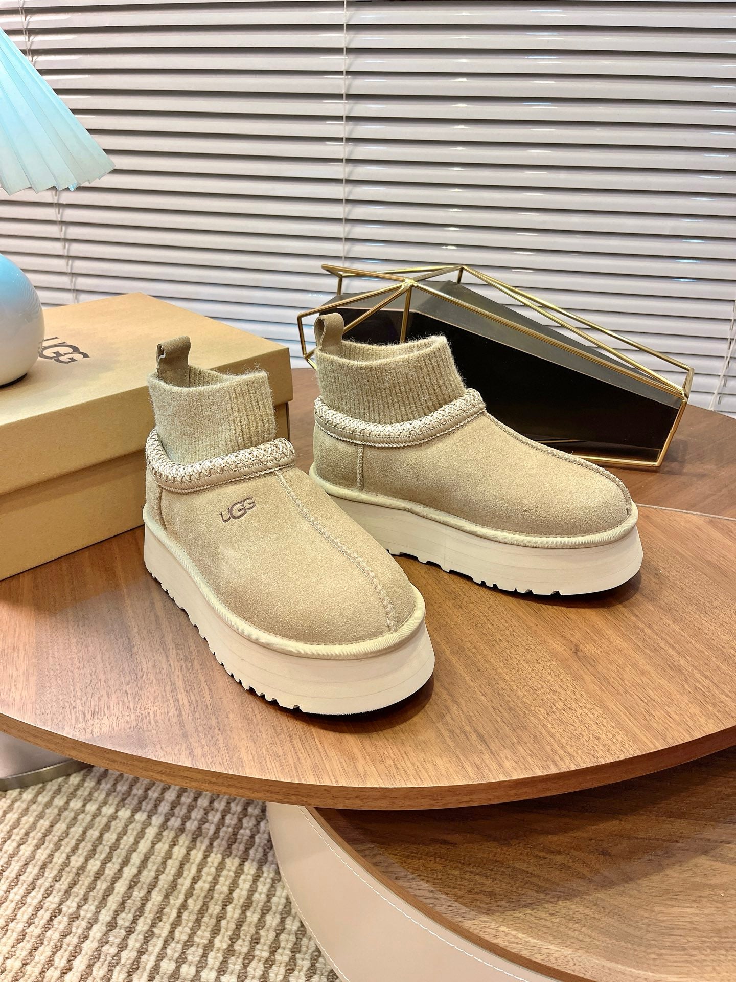 U*G 2025 Ethnic Style Wool Sock Snow Boots