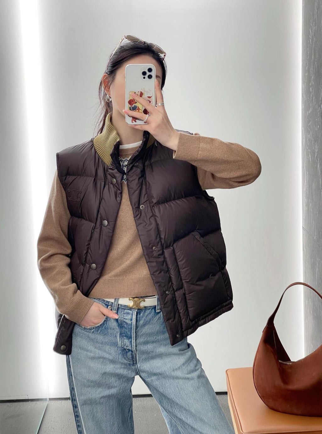 Padded Down Vest – Chocolate Brown