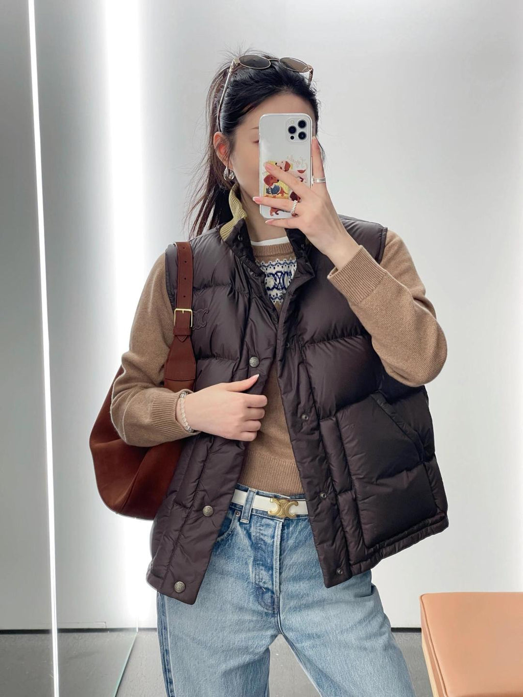 Padded Down Vest – Chocolate Brown