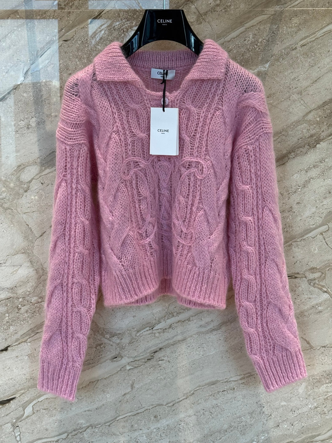 Aran Mohair Wool Sweater – Polo Collar