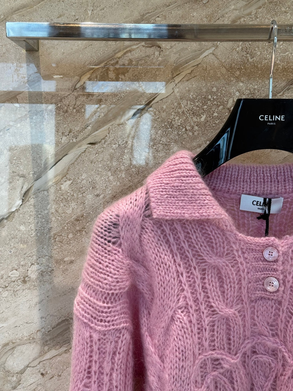 Aran Mohair Wool Sweater – Polo Collar