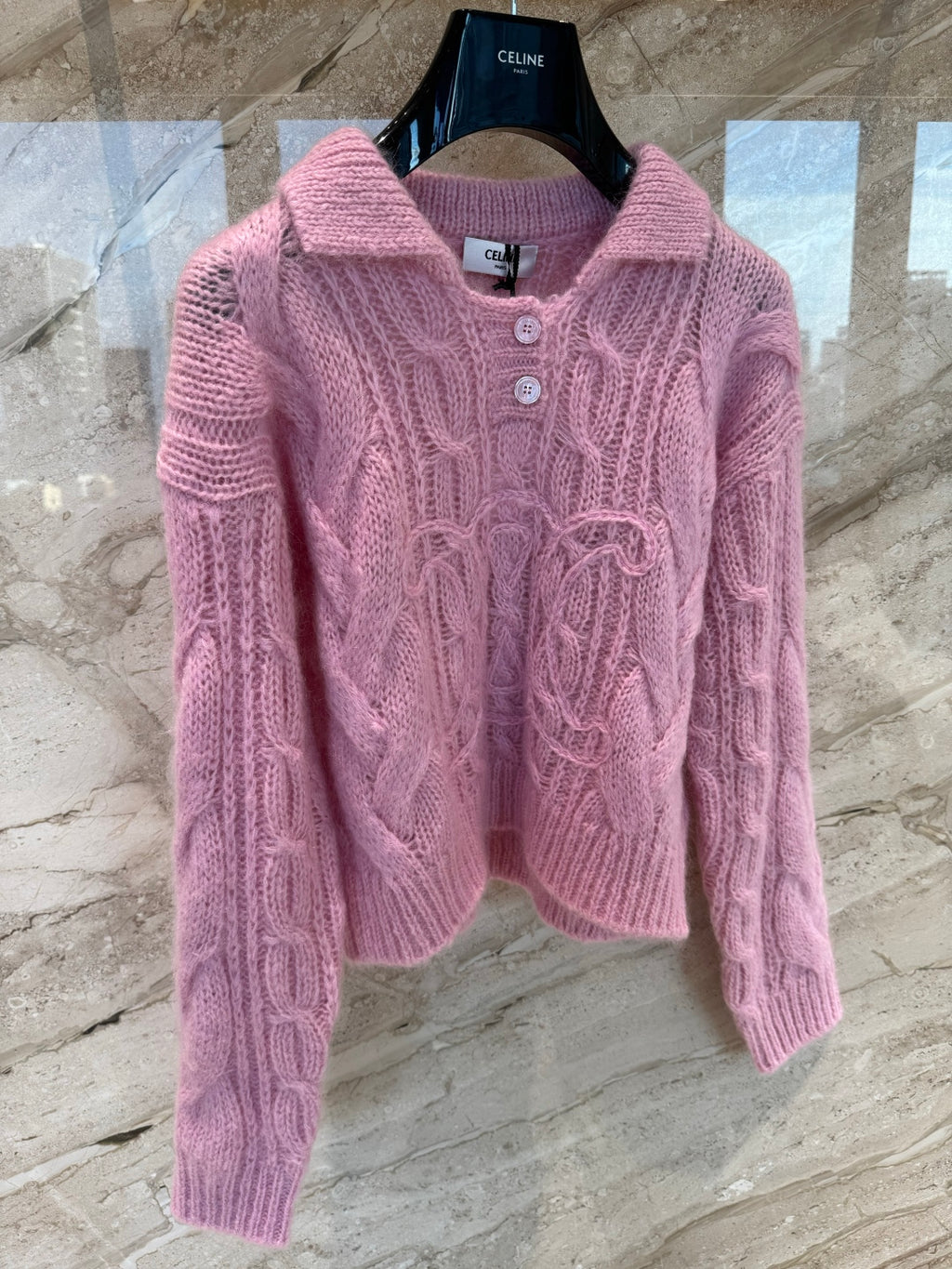 Aran Mohair Wool Sweater – Polo Collar