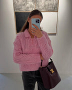 Aran Mohair Wool Sweater – Polo Collar