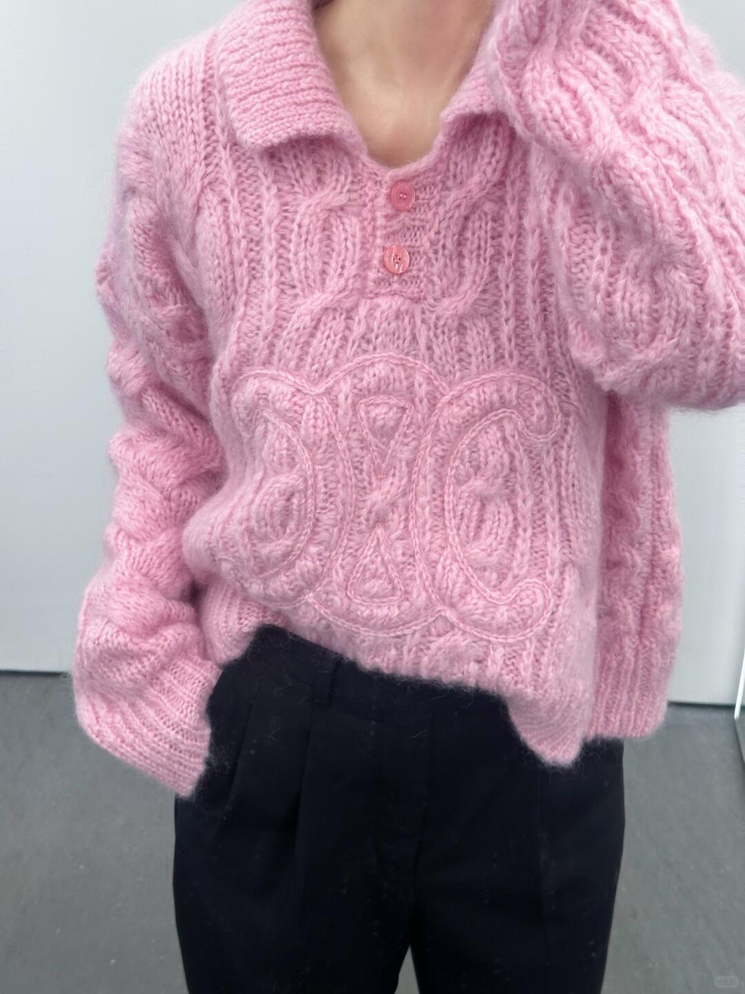 Aran Mohair Wool Sweater – Polo Collar