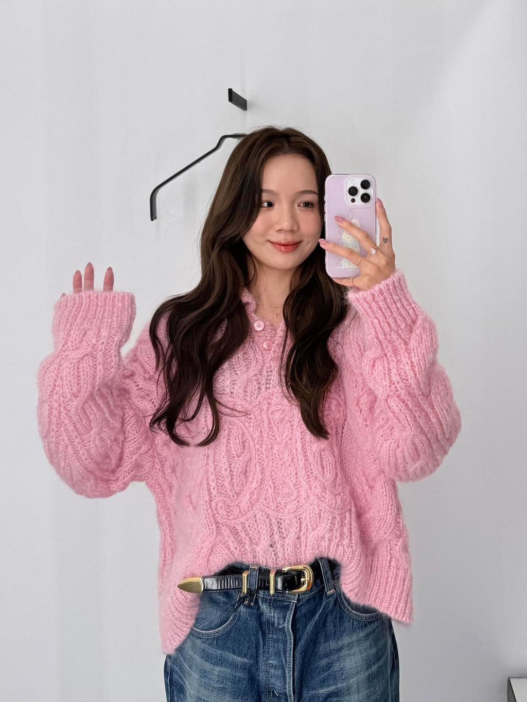 Aran Mohair Wool Sweater – Polo Collar
