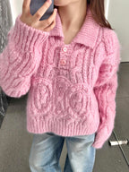 Aran Mohair Wool Sweater – Polo Collar