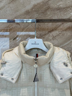 Cream Check Down Jacket – Short Hooded Puffer