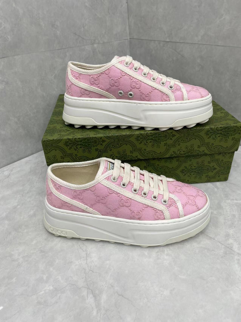 Tennis 1977 – Pink G Embroidered Platform Sneaker