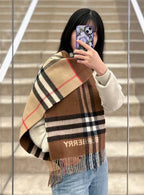 Premium Cashmere Contrast Plaid Scarf — Unisex — 30 × 168 cm