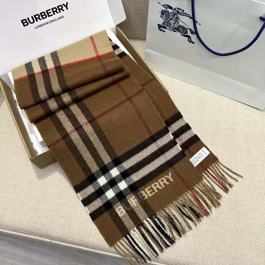 Premium Cashmere Contrast Plaid Scarf — Unisex — 30 × 168 cm