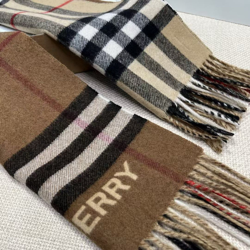 Premium Cashmere Contrast Plaid Scarf — Unisex — 30 × 168 cm