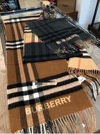 Premium Cashmere Contrast Plaid Scarf — Unisex — 30 × 168 cm