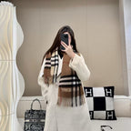 Premium Cashmere Contrast Plaid Scarf — Unisex — 30 × 168 cm