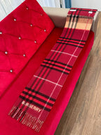 Premium Cashmere Contrast Plaid Scarf — Unisex — 30 × 168 cm