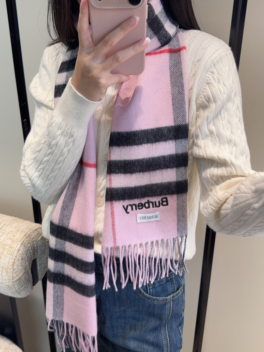 Double-Sided Cashmere Blend Scarf — Unisex — 180 × 30 cm