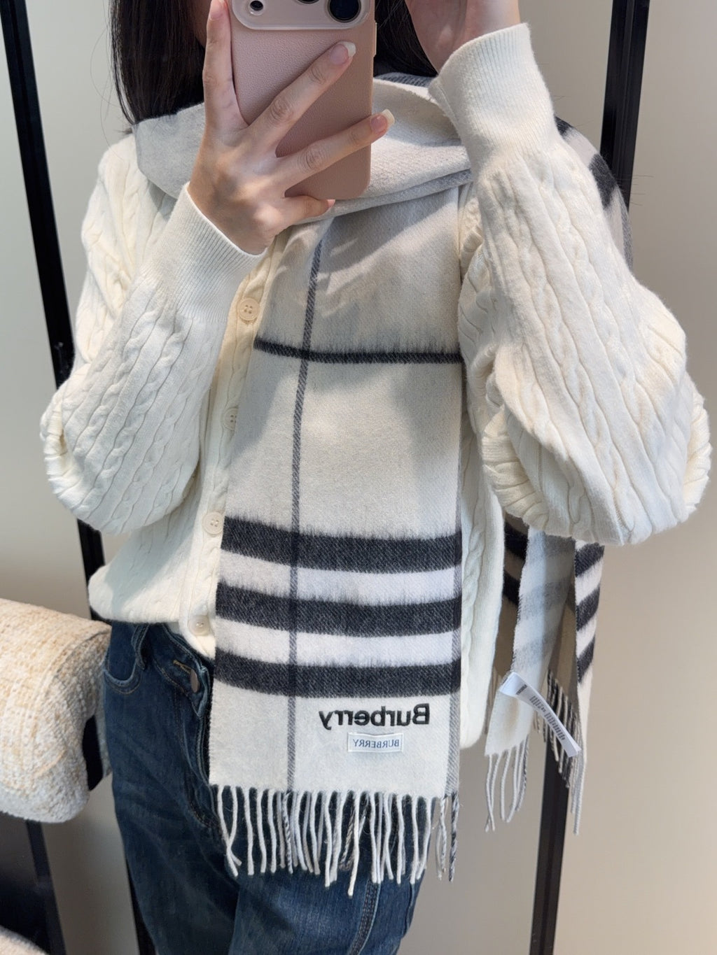 Double-Sided Cashmere Blend Scarf — Unisex — 180 × 30 cm