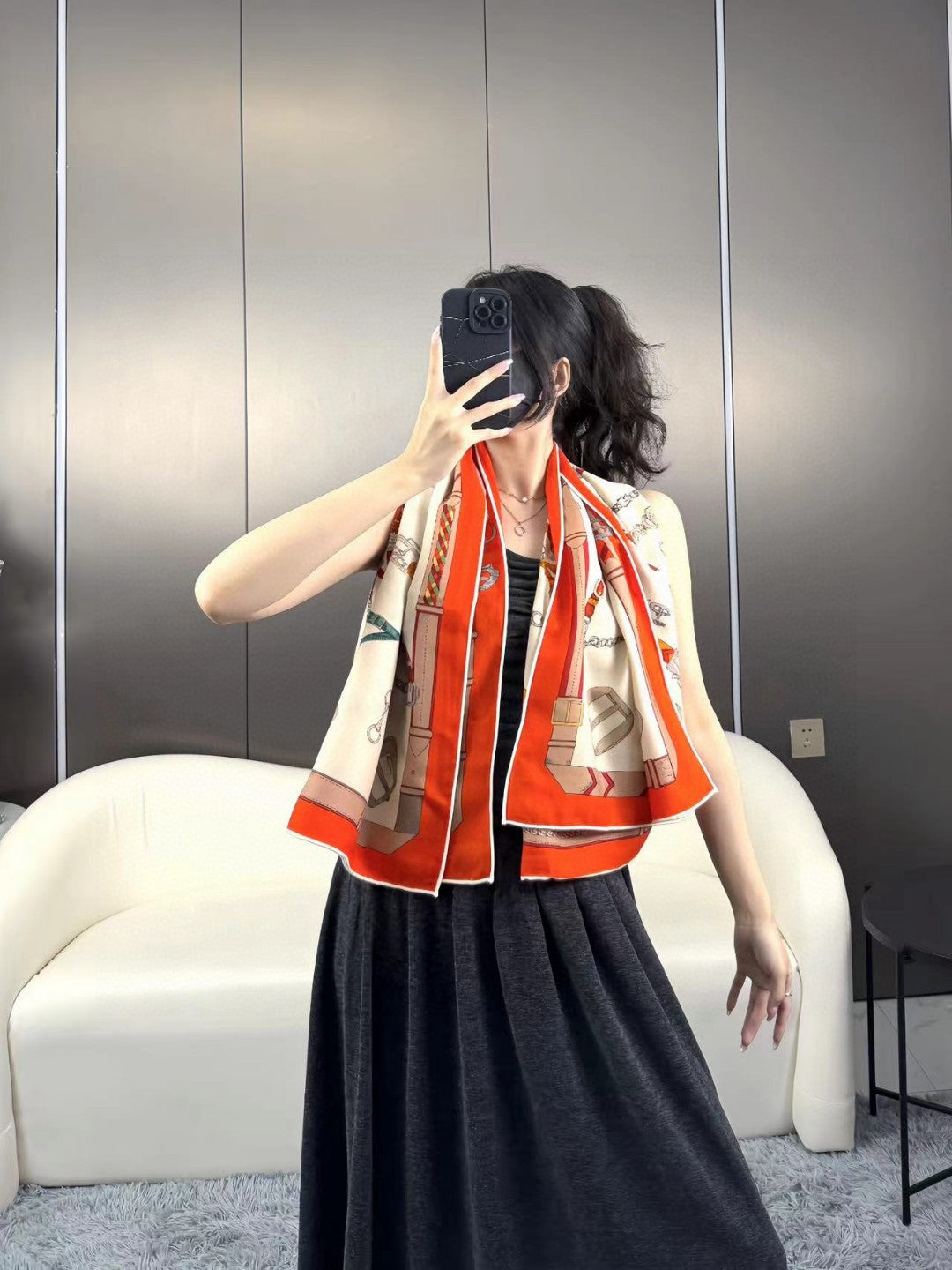 New Luxury Double-Sided Cashmere & Silk Square Scarf — 135 × 135 cm