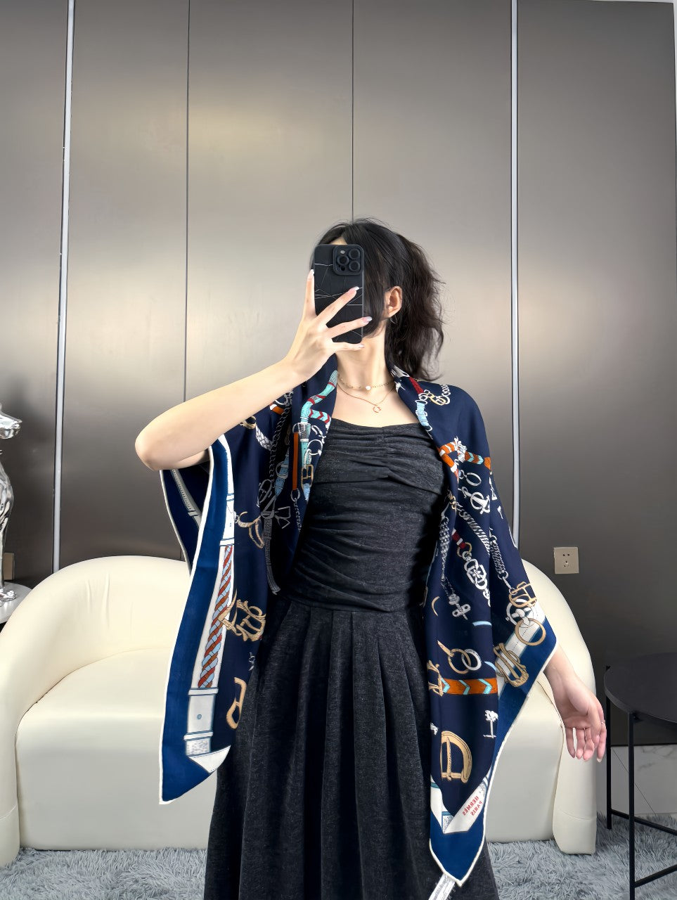 New Luxury Double-Sided Cashmere & Silk Square Scarf — 135 × 135 cm