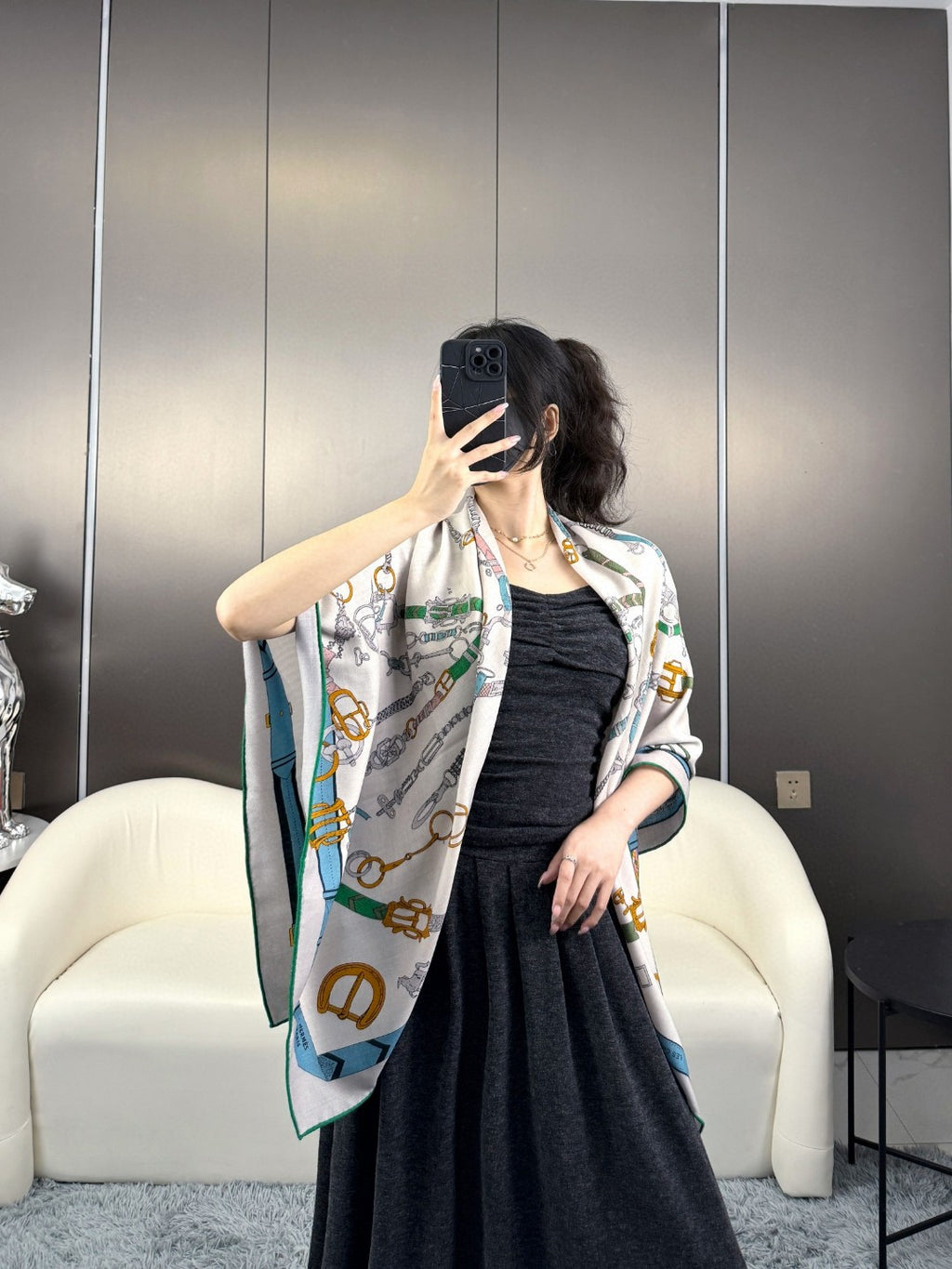 New Luxury Double-Sided Cashmere & Silk Square Scarf — 135 × 135 cm