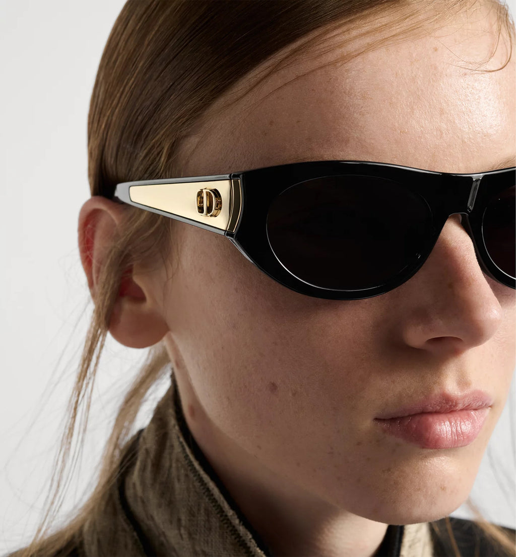 Sleek Sculptural Square Sunglasses — Black & Gold Accent